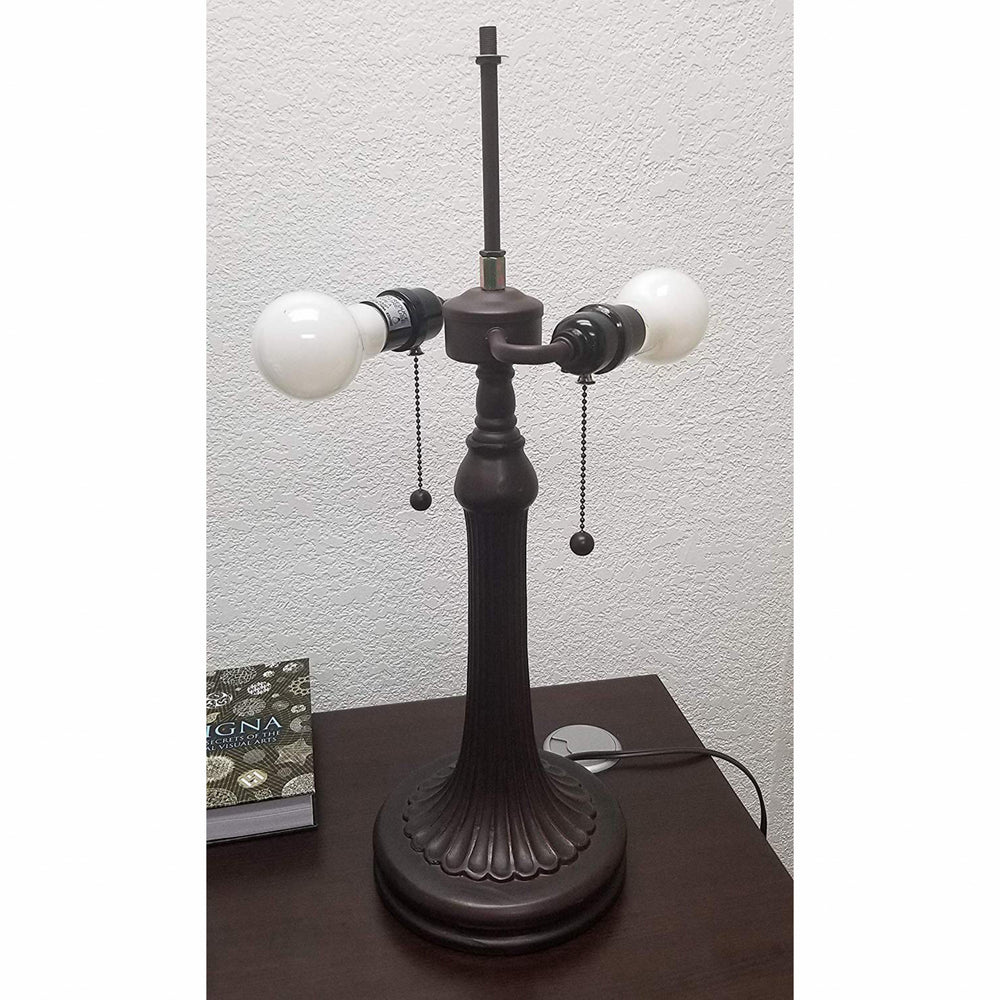 23" Dark Brown Metal Two Light Candlestick Table Lamp With White Shade - Homeroots - Flyclothing LLC