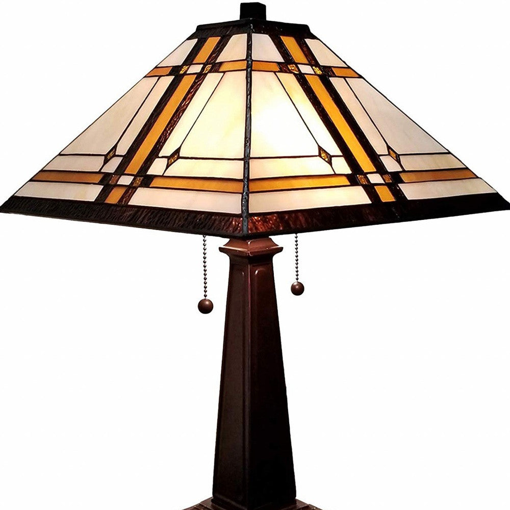 22" Dark Brown Metal Two Light Candlestick Table Lamp With Beige Shade - Homeroots - Flyclothing LLC