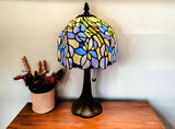 15" Dark Brown Metal Candlestick Table Lamp With Blue Dome Shade - Homeroots - Flyclothing LLC