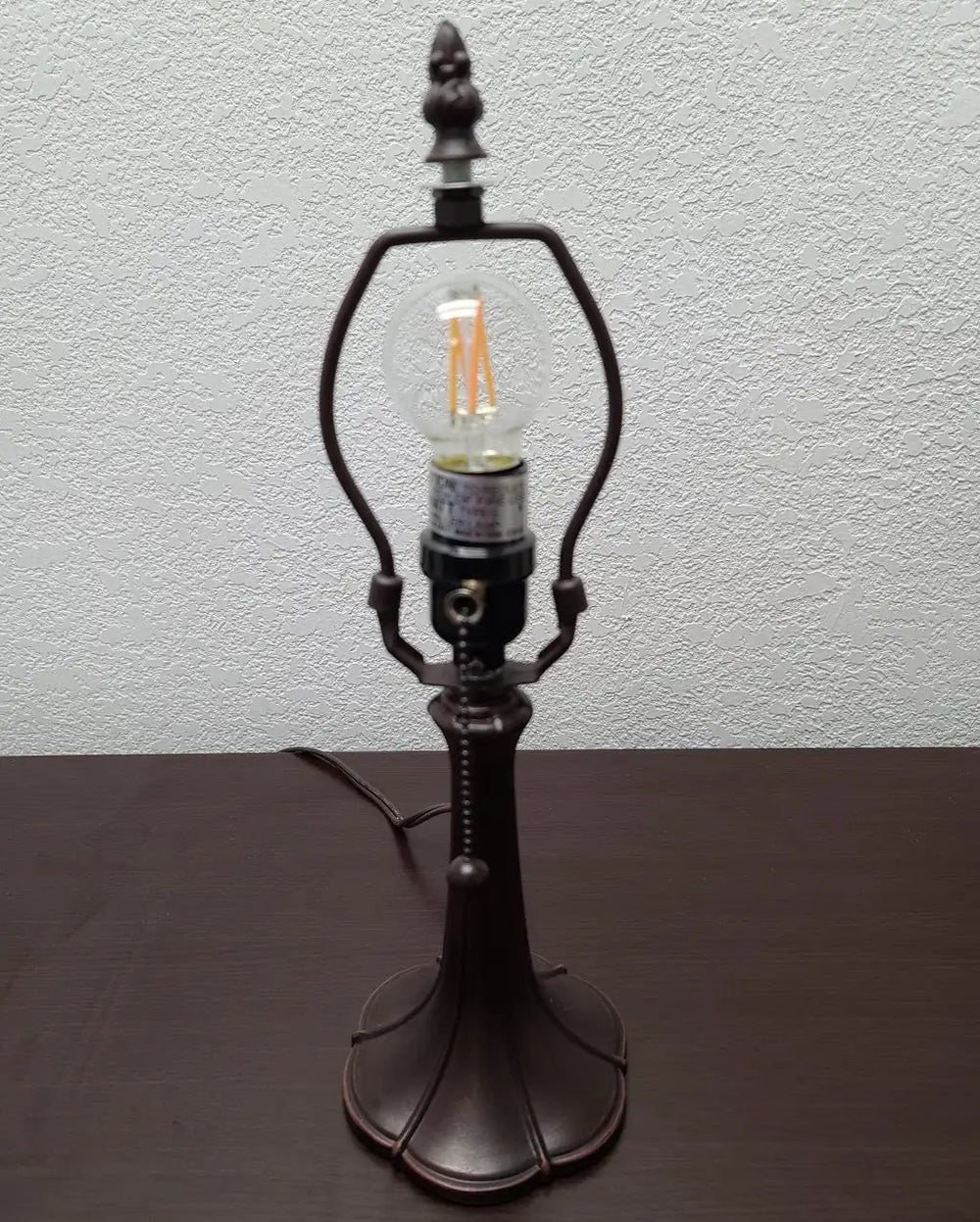 15" Dark Brown Metal Candlestick Table Lamp With Blue Dome Shade - Homeroots - Flyclothing LLC