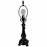 19" Dark Brown Metal Candlestick Table Lamp With Orange Dome Shade - Homeroots - Flyclothing LLC