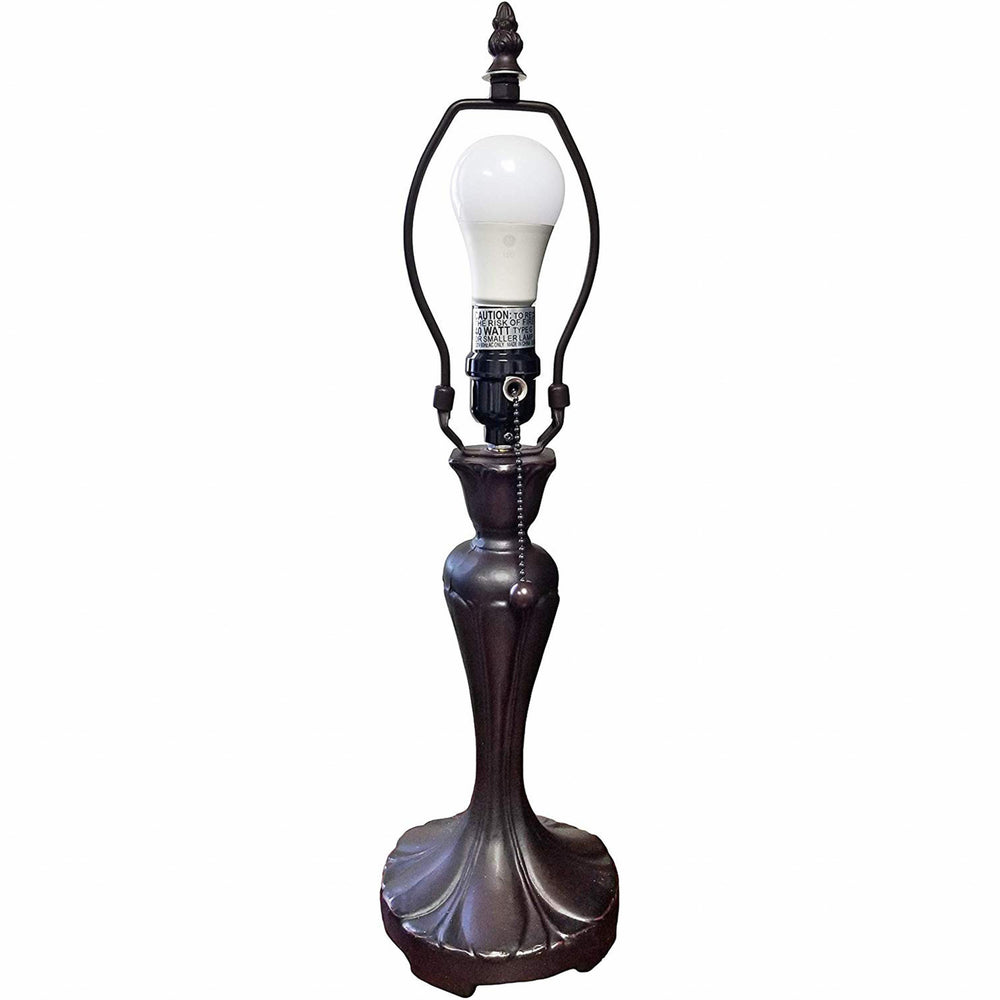 19" Dark Brown Metal Candlestick Table Lamp With White Dome Shade - Homeroots - Flyclothing LLC