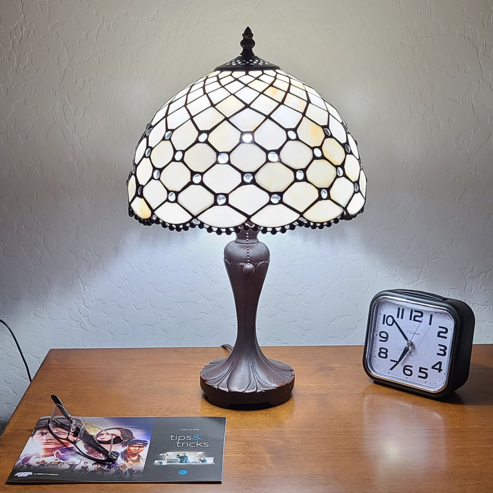 19" Dark Brown Metal Candlestick Table Lamp With White Dome Shade - Homeroots - Flyclothing LLC