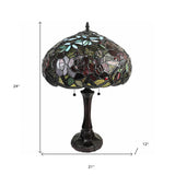 24" Dark Brown Metal Two Light Candlestick Table Lamp With Red Dome Shade - Homeroots - Flyclothing LLC