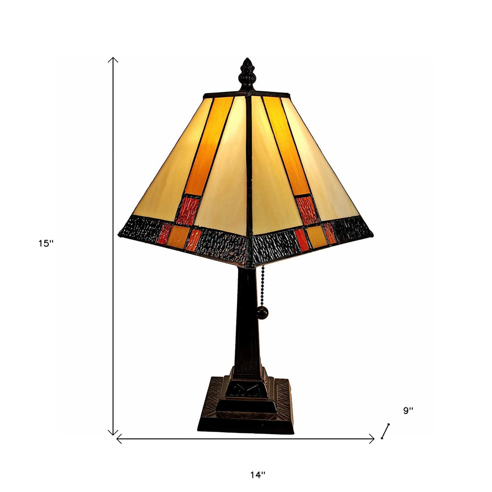 15" Dark Brown Metal Candlestick Table Lamp With Beige Empire Shade - Homeroots - Flyclothing LLC