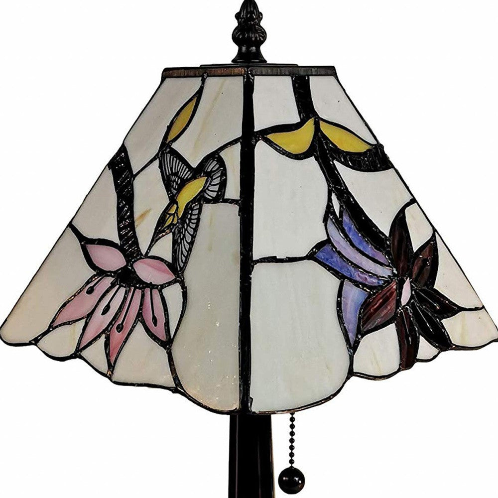 15" Dark Brown Candlestick Table Lamp With Ivory and Red Birds Novelty Shade - Homeroots - Flyclothing LLC