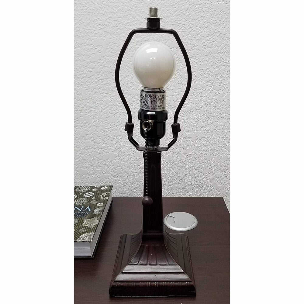 15" Dark Brown Metal Candlestick Table Lamp With White Empire Shade - Homeroots - Flyclothing LLC