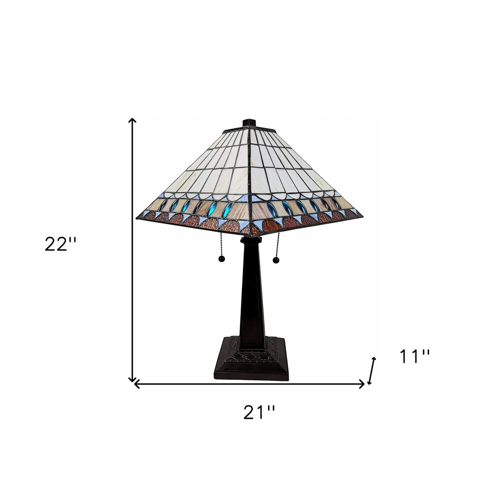 22" Dark Brown Metal Two Light Candlestick Table Lamp With Off White Empire Shade - Homeroots - Flyclothing LLC