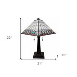 22" Dark Brown Metal Two Light Candlestick Table Lamp With Off White Empire Shade - Homeroots - Flyclothing LLC