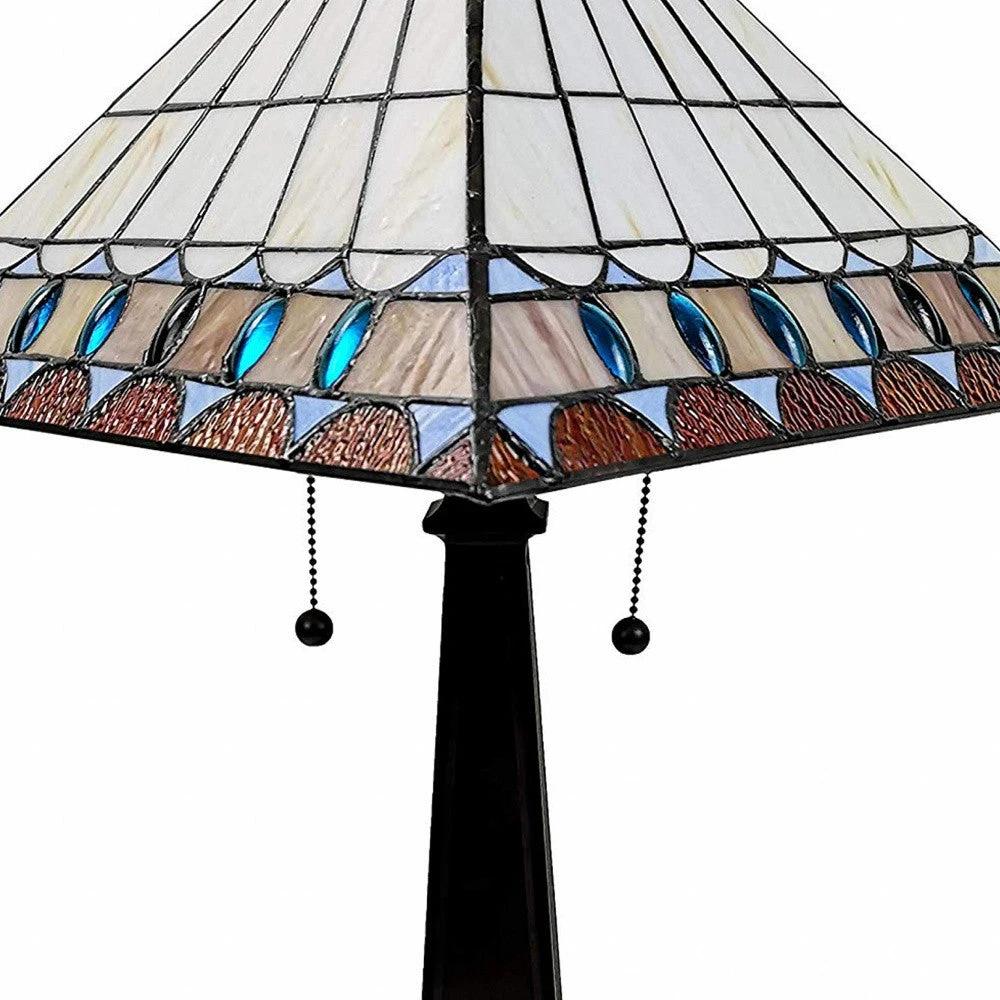 22" Dark Brown Metal Two Light Candlestick Table Lamp With Off White Empire Shade - Homeroots - Flyclothing LLC