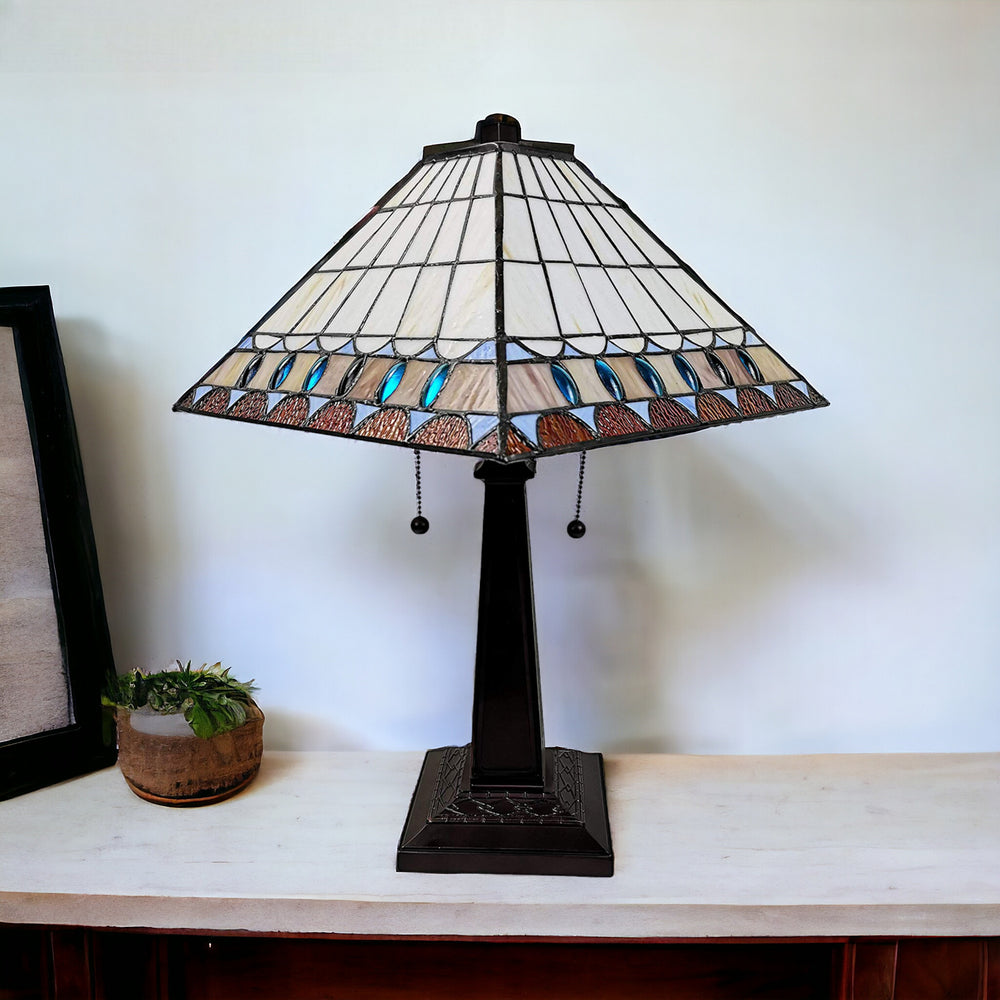 22" Dark Brown Metal Two Light Candlestick Table Lamp With Off White Empire Shade - Homeroots - Flyclothing LLC