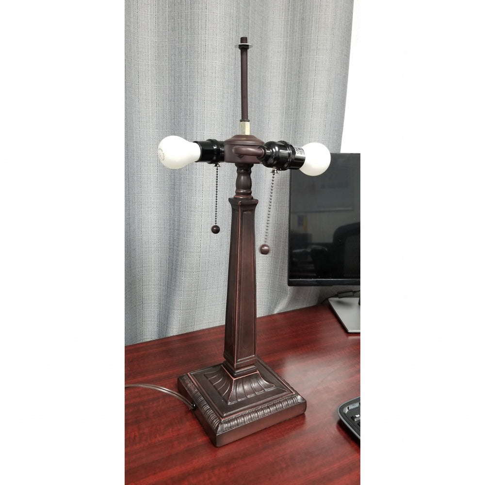 22" Dark Brown Metal Two Light Candlestick Table Lamp With Off White Empire Shade - Homeroots - Flyclothing LLC