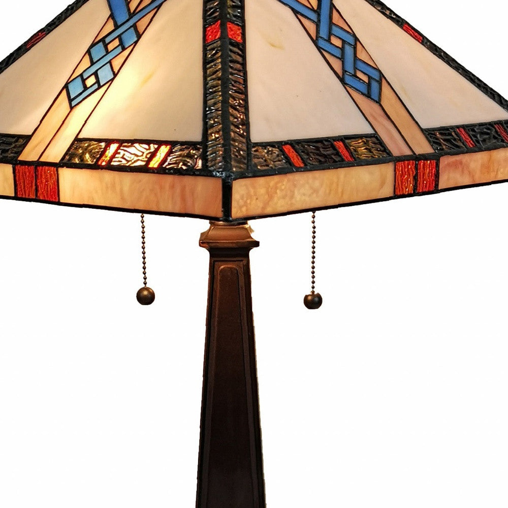 22" Dark Brown Metal Two Light Candlestick Table Lamp With Off White Empire Shade - Homeroots - Flyclothing LLC