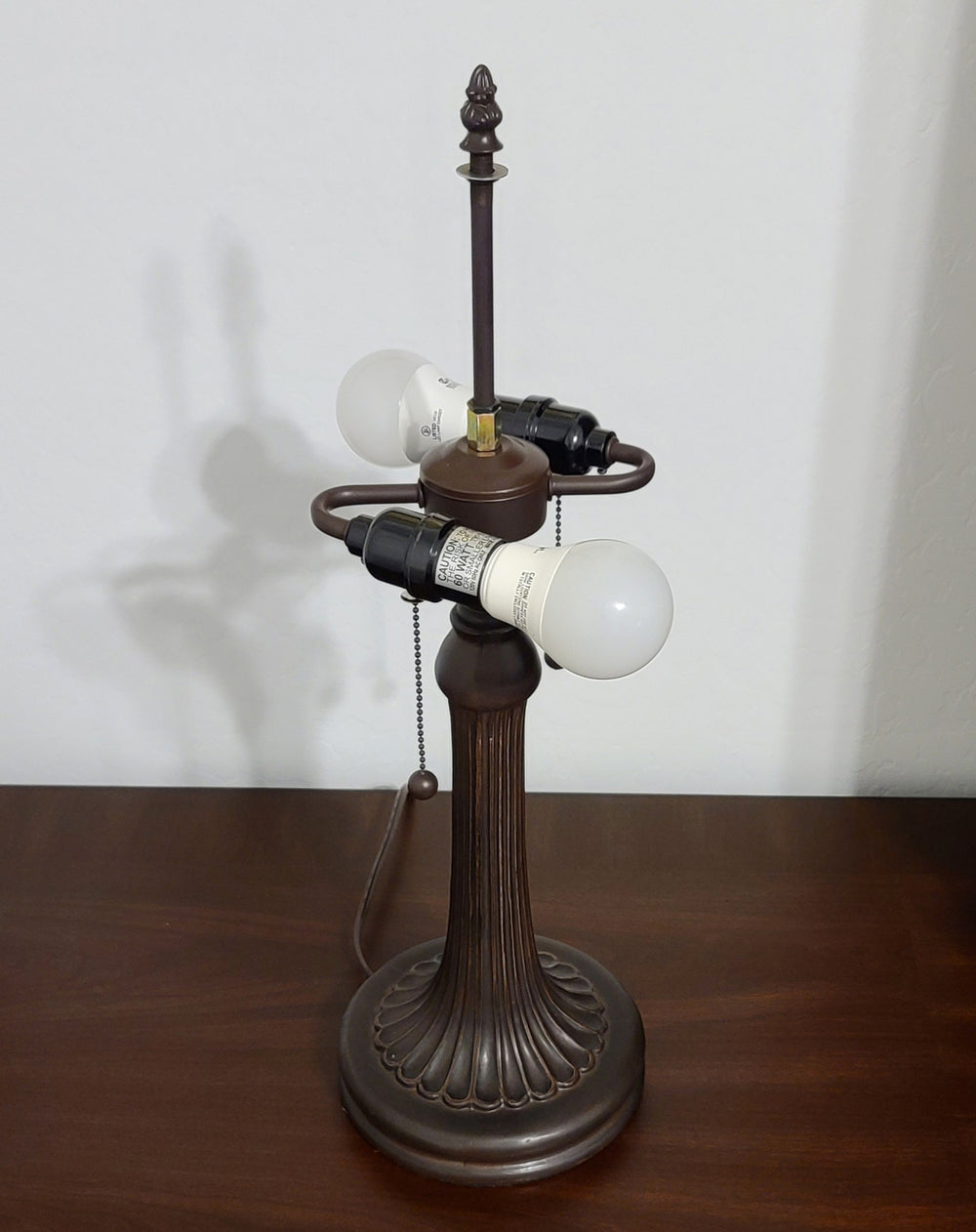 23" Dark Brown Metal Two Light Candlestick Table Lamp With White Shade - Homeroots - Flyclothing LLC