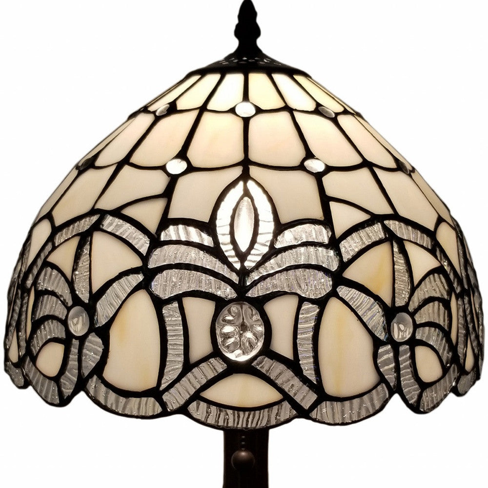 19" Dark Brown Metal Candlestick Table Lamp With White Dome Shade - Homeroots - Flyclothing LLC