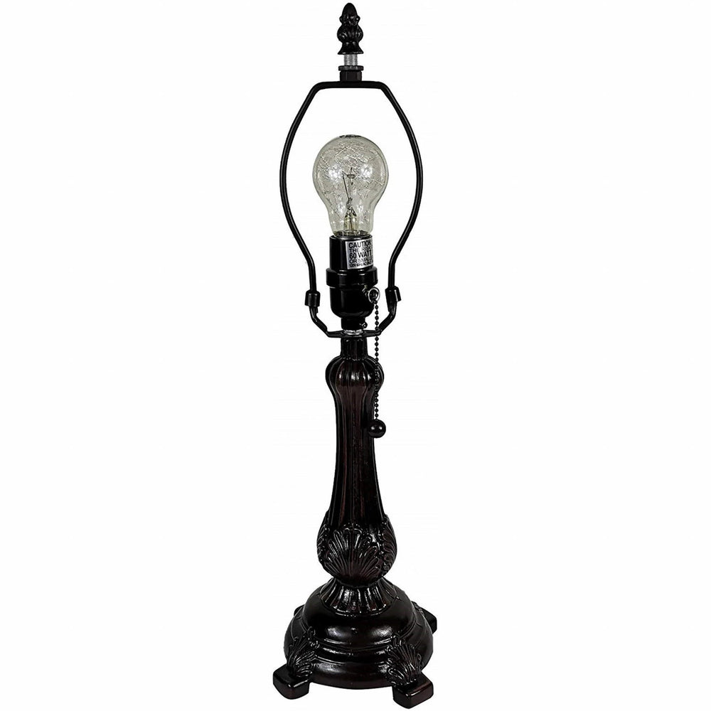 19" Dark Brown Metal Candlestick Table Lamp With White Dome Shade - Homeroots - Flyclothing LLC