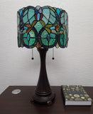 22" Dark Brown Metal Two Light Candlestick Table Lamp With Green Shade - Homeroots - Flyclothing LLC