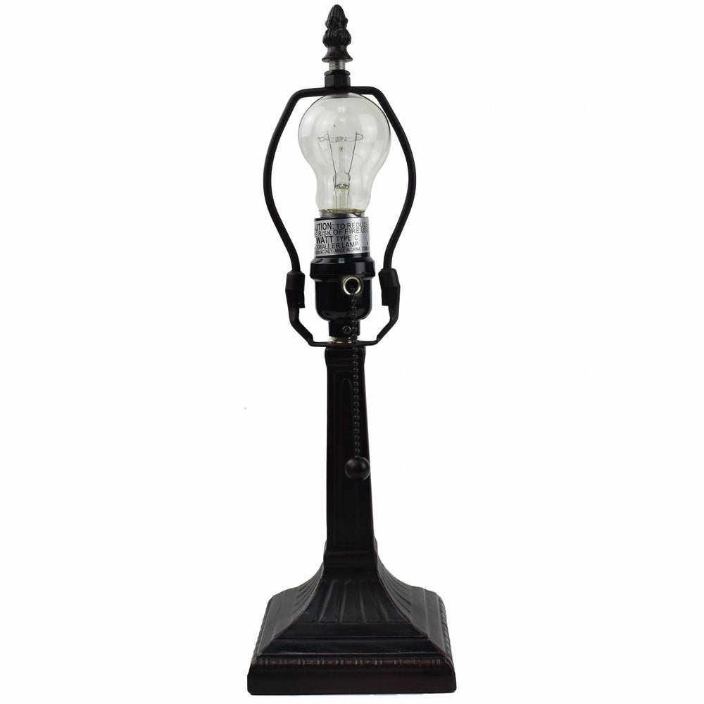 15" Dark Brown Metal Candlestick Table Lamp With Green Empire Shade - Homeroots - Flyclothing LLC