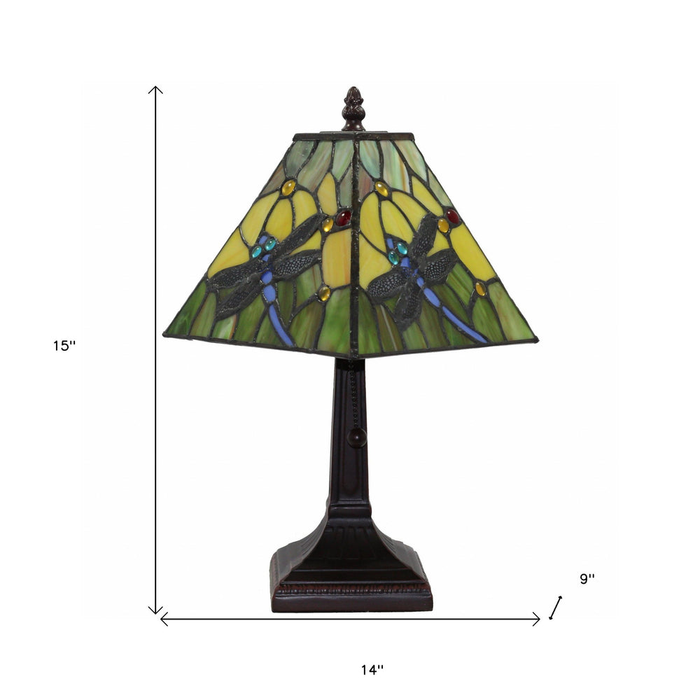 15" Dark Brown Metal Candlestick Table Lamp With Green Empire Shade - Homeroots - Flyclothing LLC