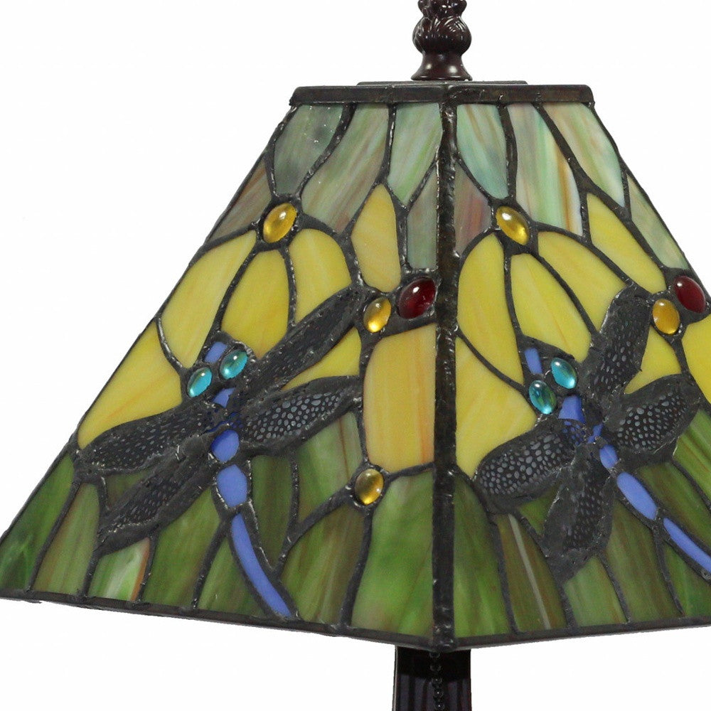 15" Dark Brown Metal Candlestick Table Lamp With Green Empire Shade - Homeroots - Flyclothing LLC