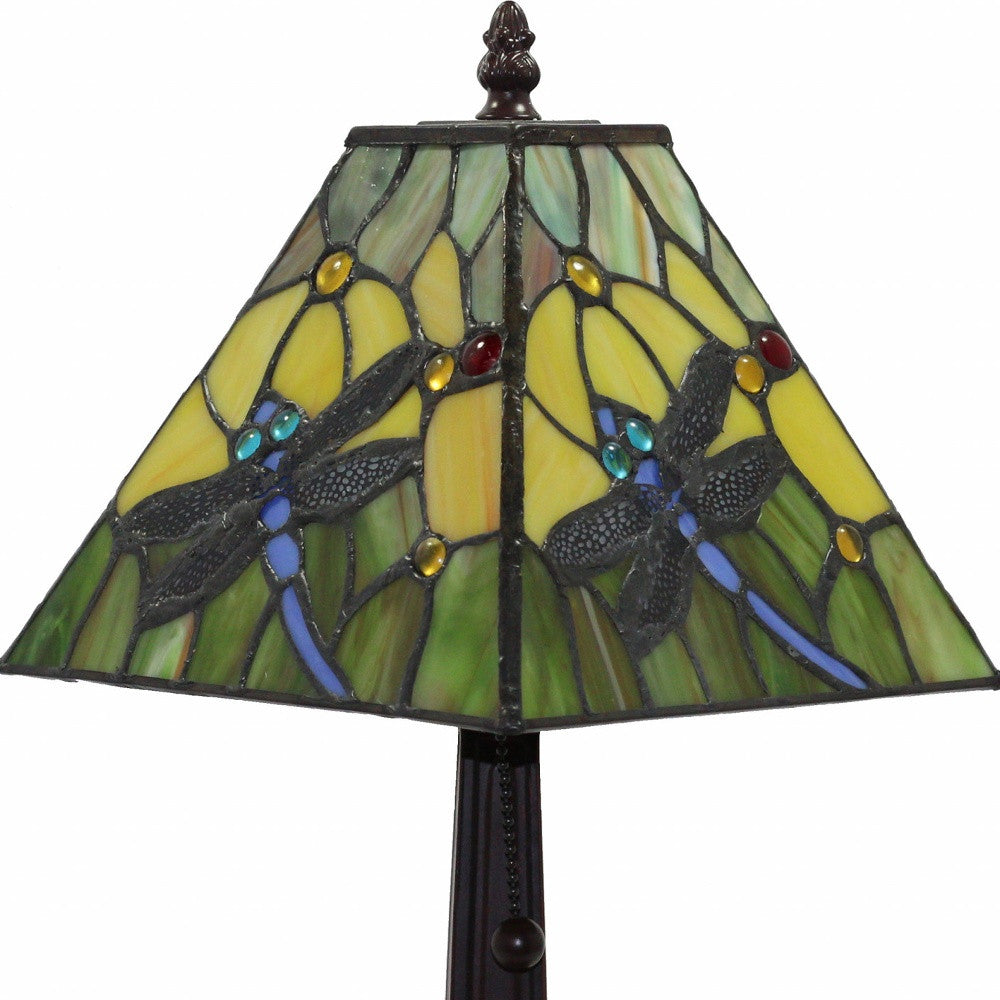 15" Dark Brown Metal Candlestick Table Lamp With Green Empire Shade - Homeroots - Flyclothing LLC