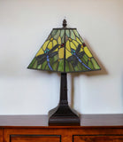 15" Dark Brown Metal Candlestick Table Lamp With Green Empire Shade - Homeroots - Flyclothing LLC