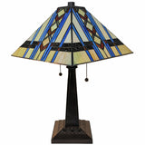 22" Dark Brown Metal Two Light Candlestick Table Lamp With Blue Empire Shade - Homeroots - Flyclothing LLC