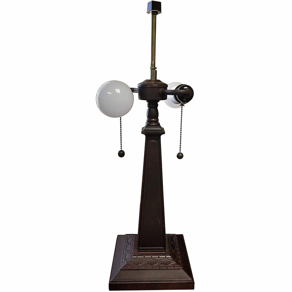 22" Dark Brown Metal Two Light Candlestick Table Lamp With White Shade - Homeroots - Flyclothing LLC