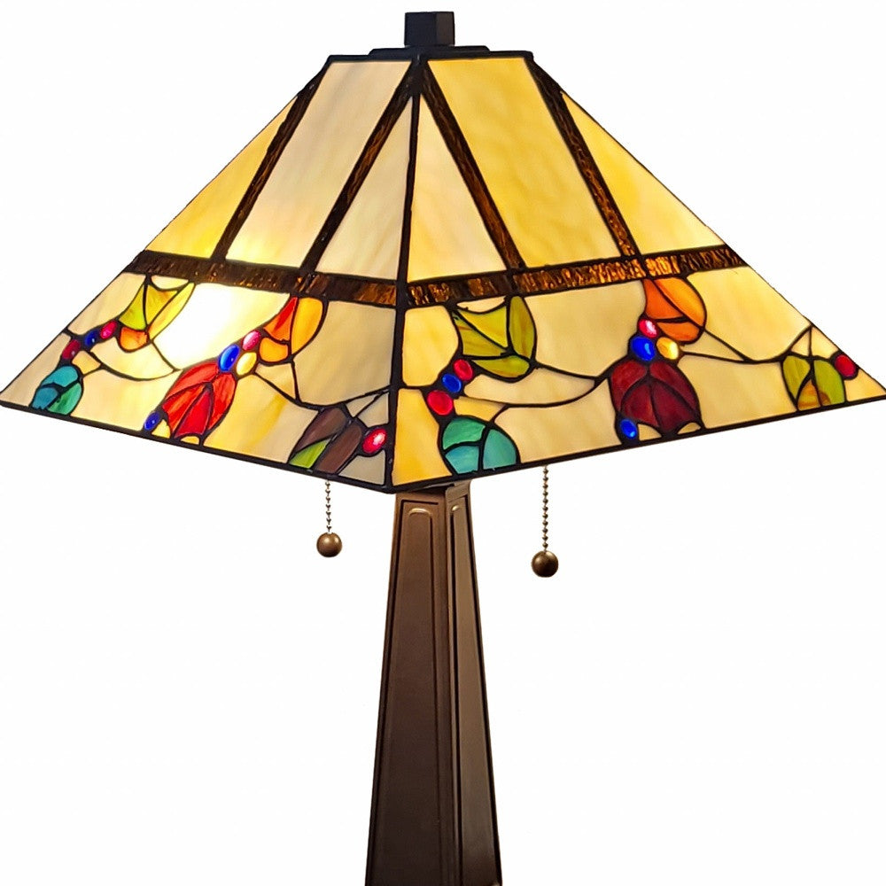 22" Dark Brown Metal Two Light Candlestick Table Lamp With White Shade - Homeroots - Flyclothing LLC