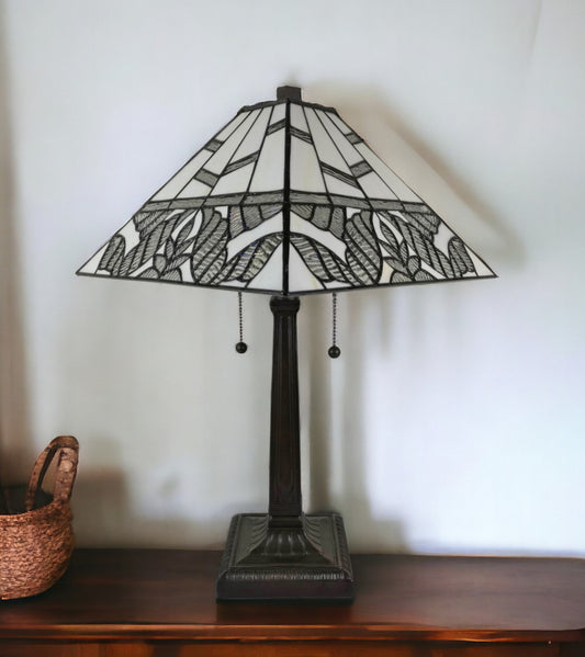 22" Dark Brown Metal Two Light Candlestick Table Lamp With White Shade - Homeroots