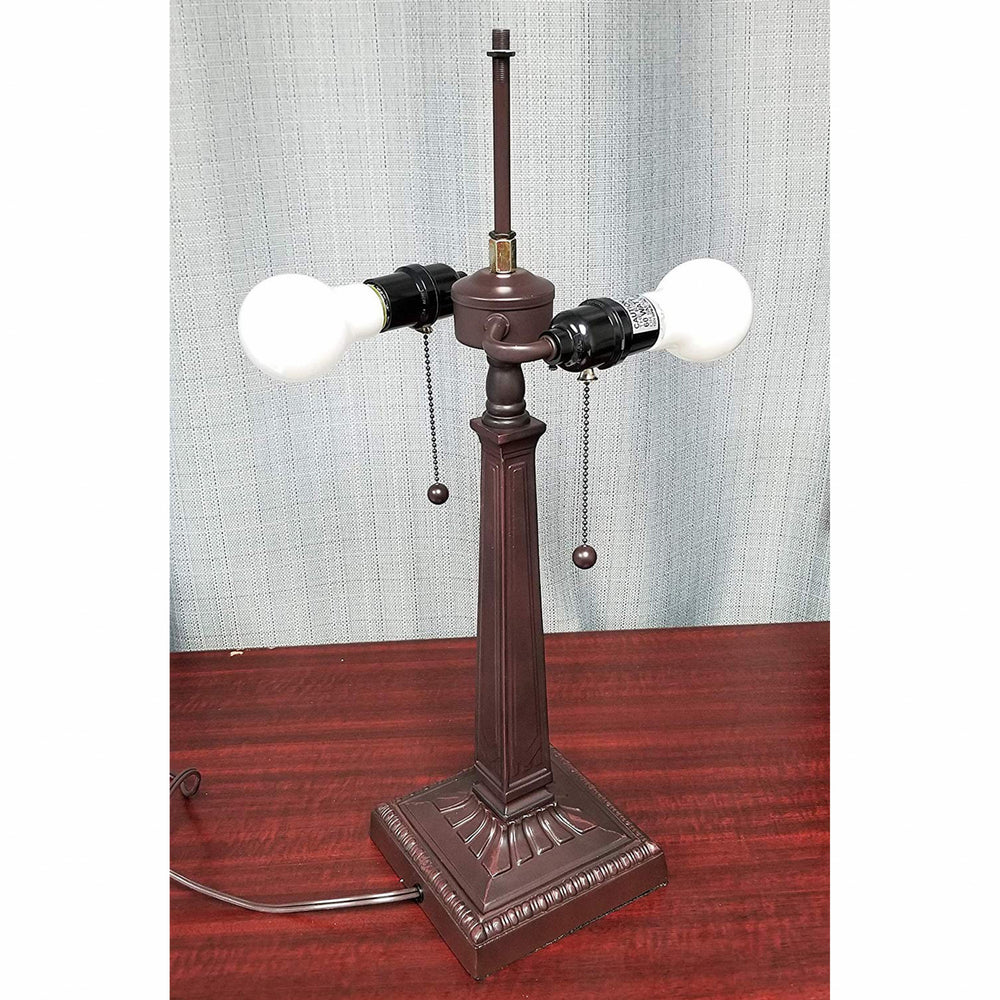 22" Dark Brown Metal Two Light Candlestick Table Lamp With White Shade - Homeroots - Flyclothing LLC
