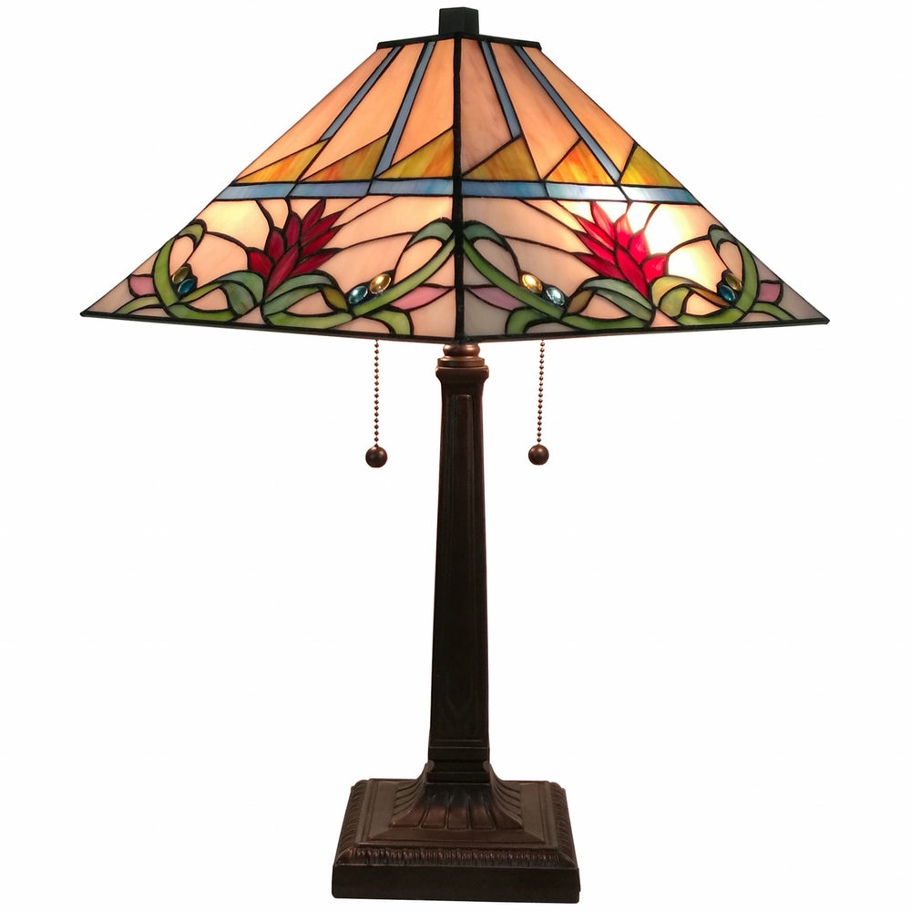 22" Dark Brown Metal Two Light Candlestick Table Lamp With White Empire Shade - Homeroots - Flyclothing LLC