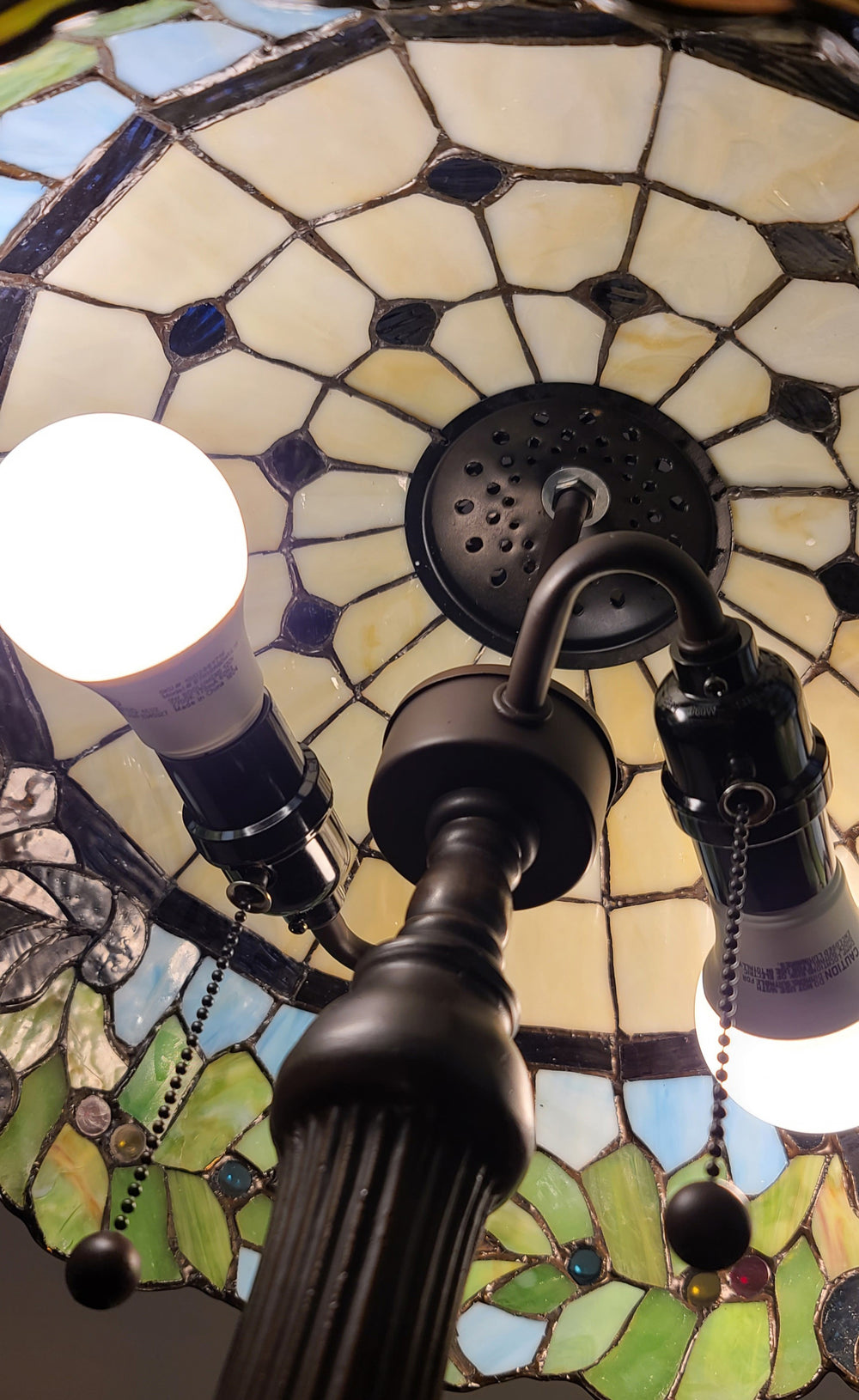 23" Dark Brown Metal Two Light Candlestick Table Lamp With Green Shade - Homeroots - Flyclothing LLC