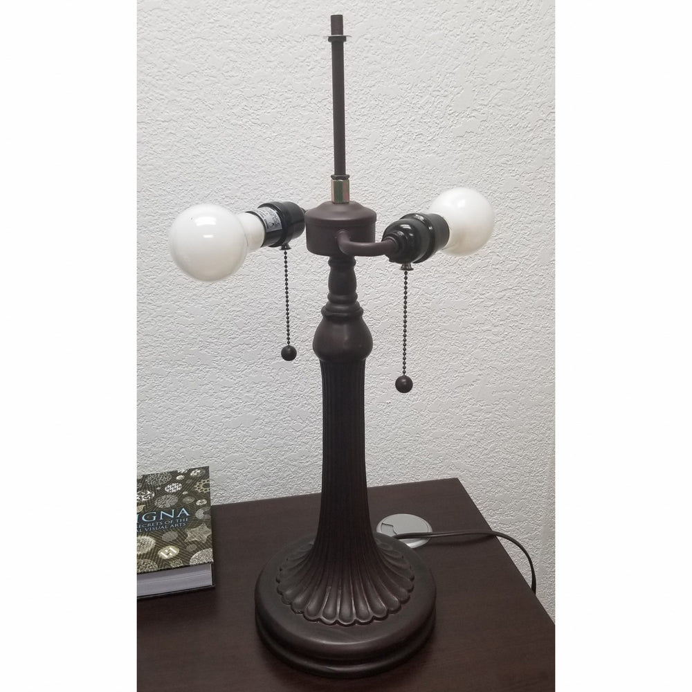23" Dark Brown Metal Two Light Candlestick Table Lamp With White Shade - Homeroots - Flyclothing LLC