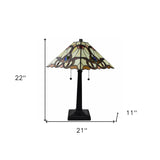22" Dark Brown Metal Two Light Candlestick Table Lamp With Beige Empire Shade - Homeroots - Flyclothing LLC