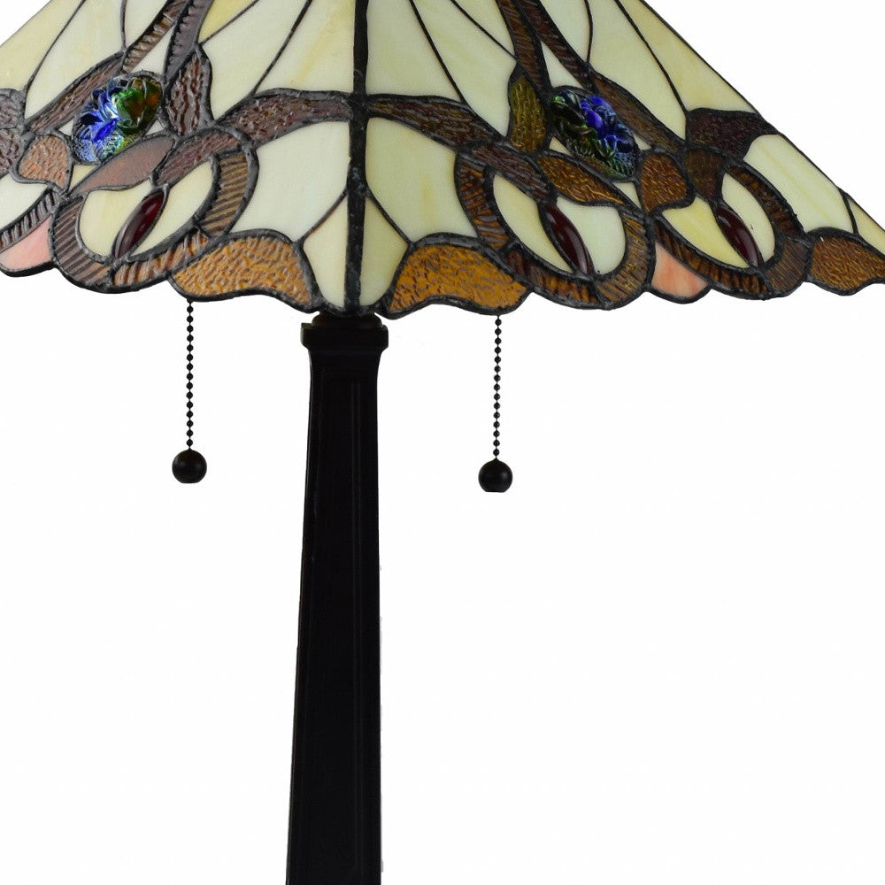 22" Dark Brown Metal Two Light Candlestick Table Lamp With Beige Empire Shade - Homeroots - Flyclothing LLC