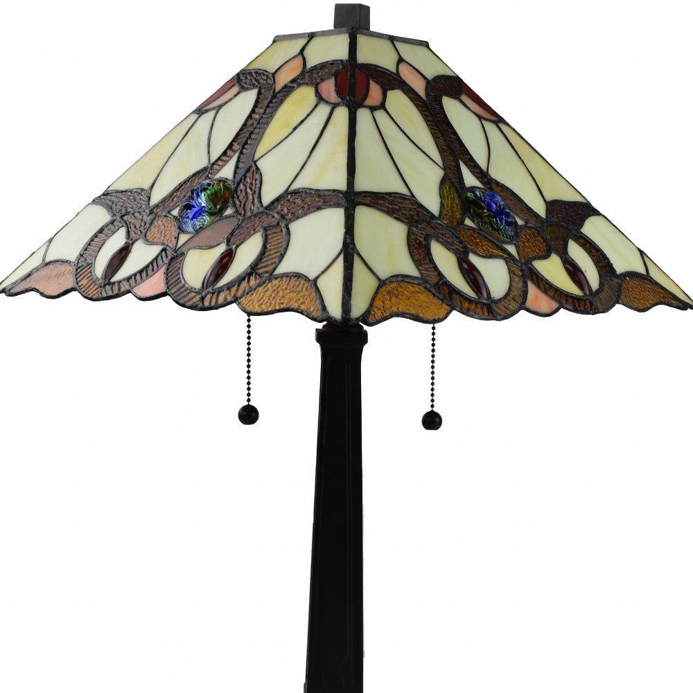 22" Dark Brown Metal Two Light Candlestick Table Lamp With Beige Empire Shade - Homeroots - Flyclothing LLC