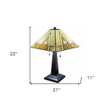 22" Dark Brown Metal Two Light Candlestick Table Lamp With Beige Shade - Homeroots - Flyclothing LLC