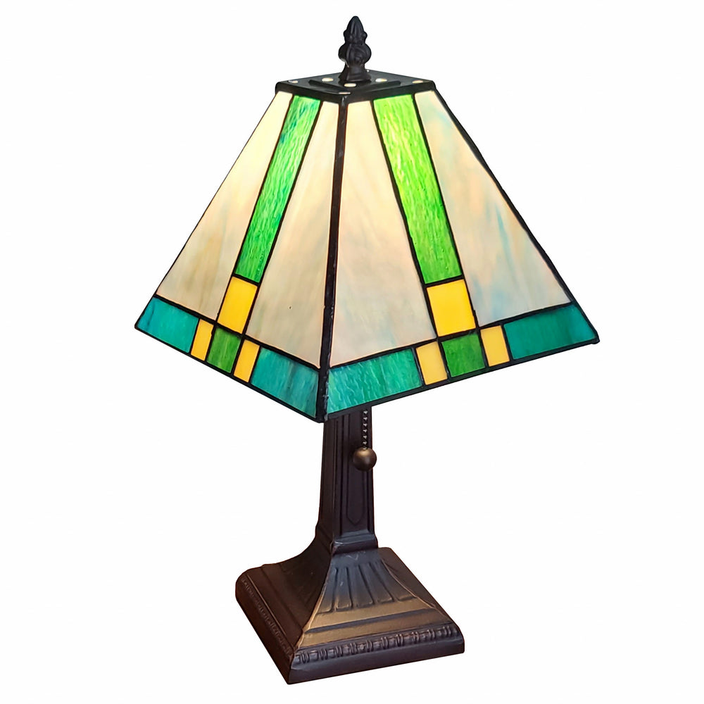 15" Dark Brown Metal Candlestick Table Lamp With Green Shade - Homeroots - Flyclothing LLC