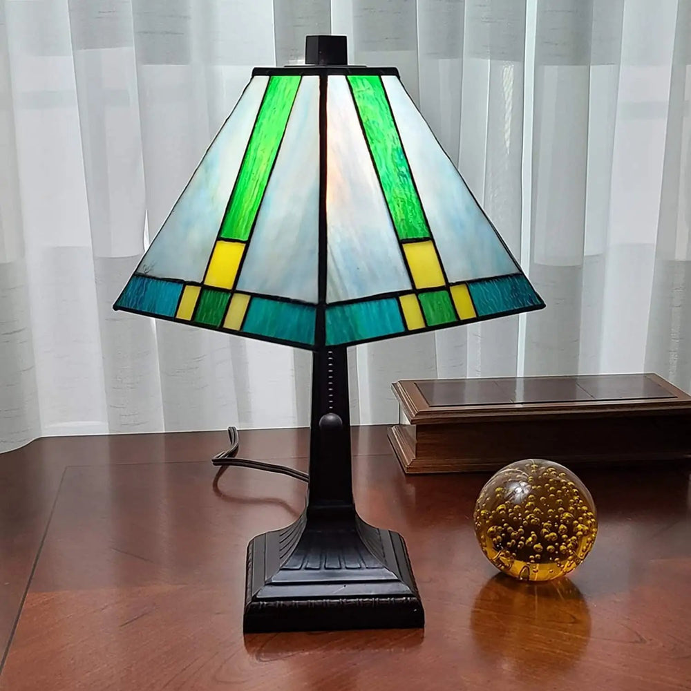 15" Dark Brown Metal Candlestick Table Lamp With Green Shade - Homeroots - Flyclothing LLC
