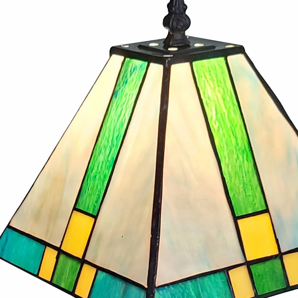 15" Dark Brown Metal Candlestick Table Lamp With Green Shade - Homeroots - Flyclothing LLC