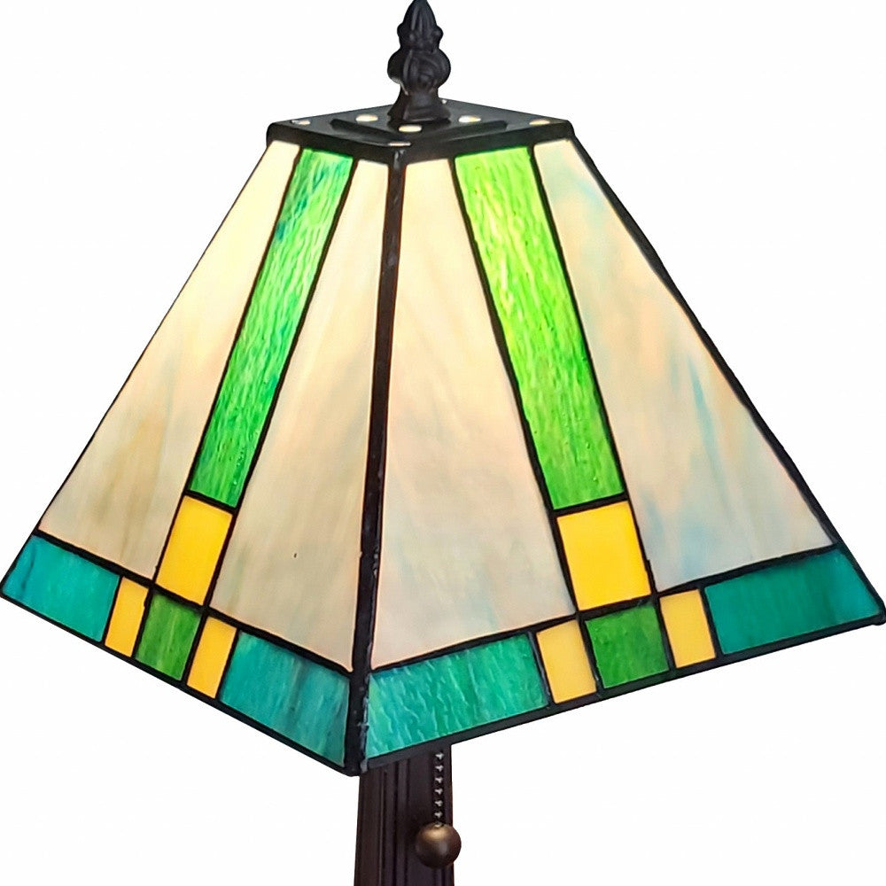 15" Dark Brown Metal Candlestick Table Lamp With Green Shade - Homeroots - Flyclothing LLC