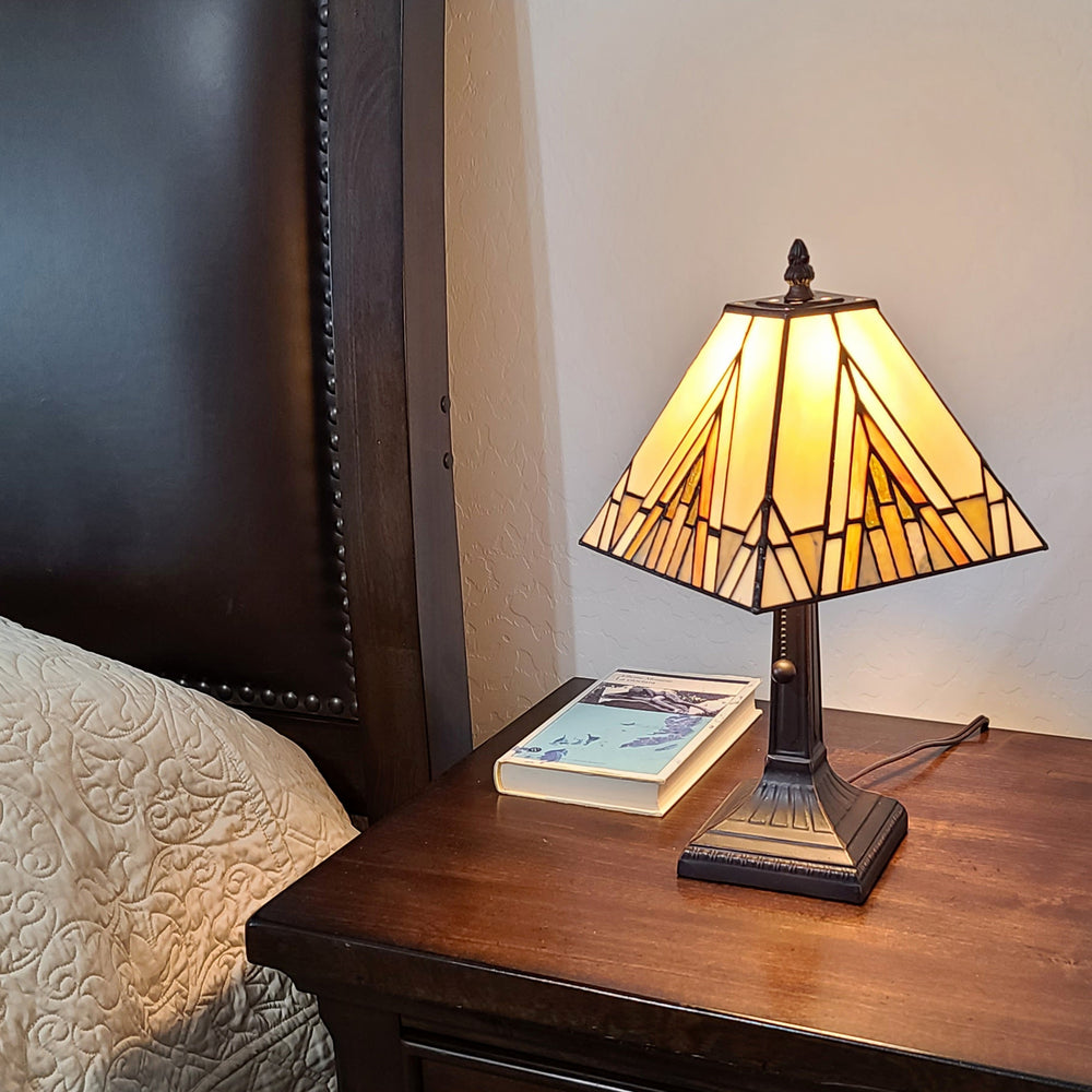 15" Dark Brown Metal Candlestick Table Lamp With Beige Shade - Homeroots - Flyclothing LLC