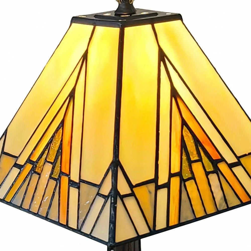 15" Dark Brown Metal Candlestick Table Lamp With Beige Shade - Homeroots - Flyclothing LLC