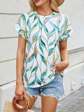 Printed Round Neck Short Sleeve Top - Trendsi - Flyclothing LLC