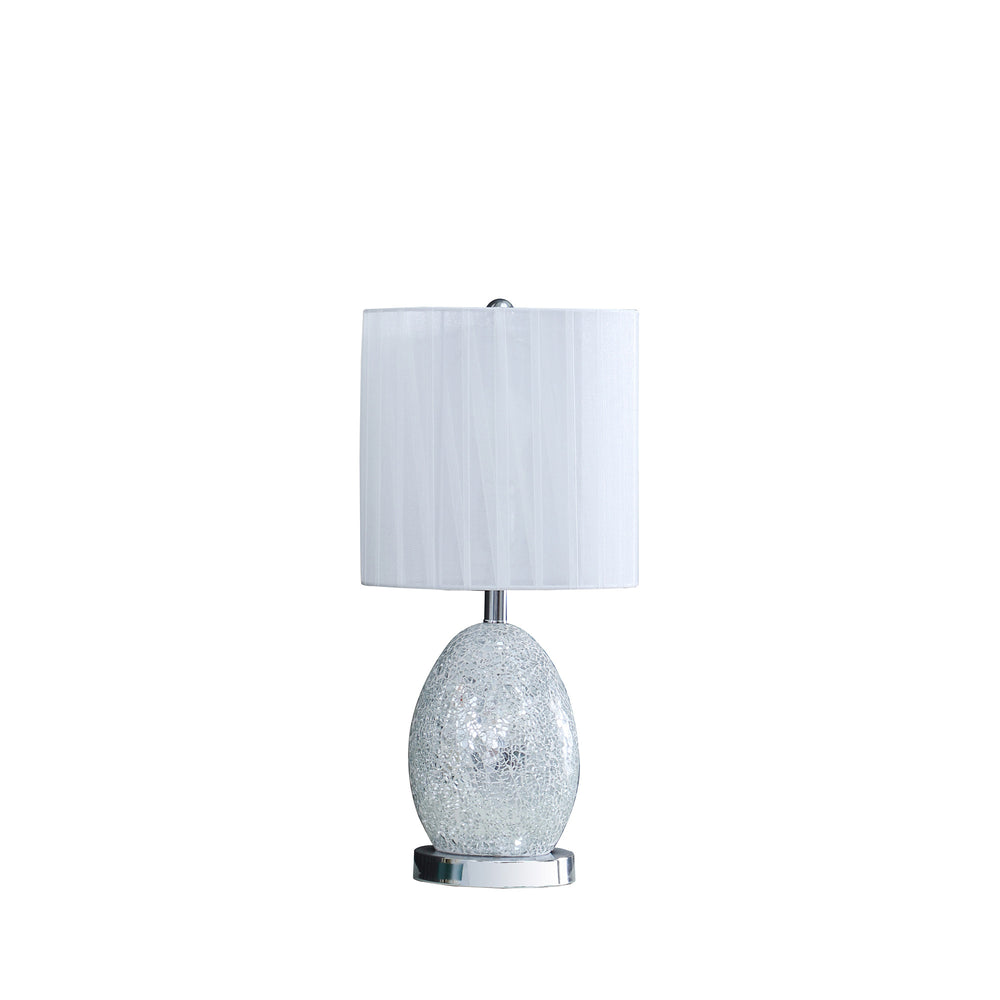20" White Luster Mirrored Glass Table Lamp With Night Light - Homeroots - Flyclothing LLC