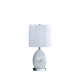20" White Luster Mirrored Glass Table Lamp With Night Light - Homeroots - Flyclothing LLC