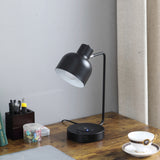 15" Black Metal Desk USB Table Lamp With Black Shade - Homeroots - Flyclothing LLC