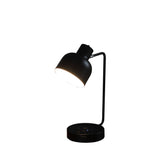 15" Black Metal Desk USB Table Lamp With Black Shade - Homeroots - Flyclothing LLC