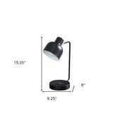 15" Black Metal Desk USB Table Lamp With Black Shade - Homeroots - Flyclothing LLC